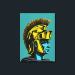 Roman Gladiator Pop Art Portrait Canvas Print<br><div class="desc">Roman Gladiators often fought to the death within the walls of Rome’s ancient Colosseum. The Roman Gladiator Pop Art Portrait is a graphic illustration of one of these gladiators. The pop art gladiator portrait is in brightly coloured shades of yellow and turquoise with grey and black. If you are a...</div>