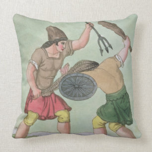 Roman Gladiators, from 'L'Antica Roma', 1825 (colo Throw Pillow