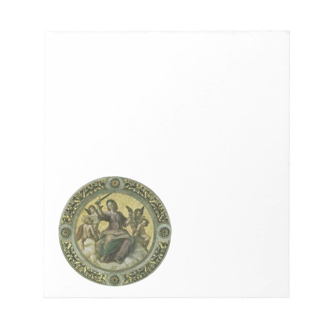 Roman Goddess Justice with Angels by Raphael Notepad (Front)