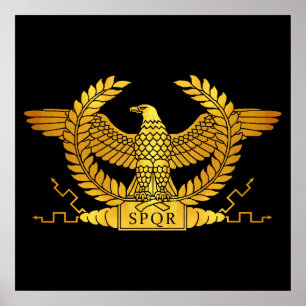 Roman Golden Eagle on Black Poster
