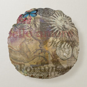 Roman History Italy Travel Vacation Holiday City Round Pillow