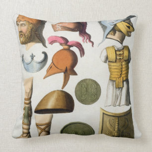 Roman military equipment, from 'Le Costume Ancien Throw Pillow