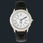 Roman Monogram Black Watch<br><div class="desc">Simple and elegant roman numeral face. Personalize with your monogram.</div>