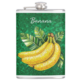 Roman Mosaic, Bananas by Natasha Us Hip Flask