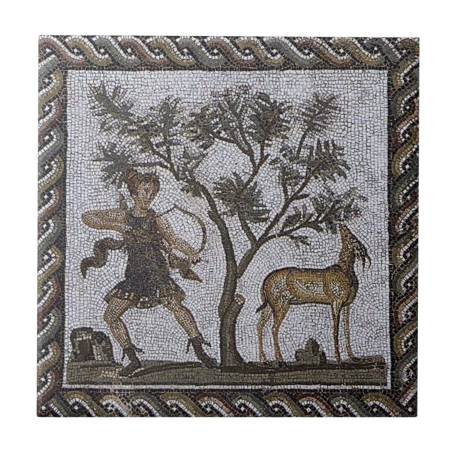 Roman Mosaics Ceramic Tile, Small (4.25" x 4.25") Tile (Front)