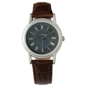 Roman Numbers Blue Slab Watch