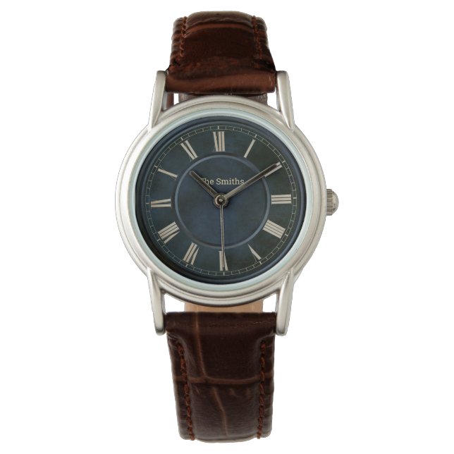 Roman Numbers Blue Slab Watch (Front)