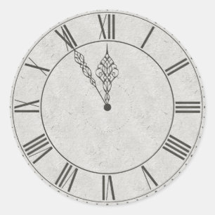 Roman Numeral Clock Face B&W Classic Round Sticker