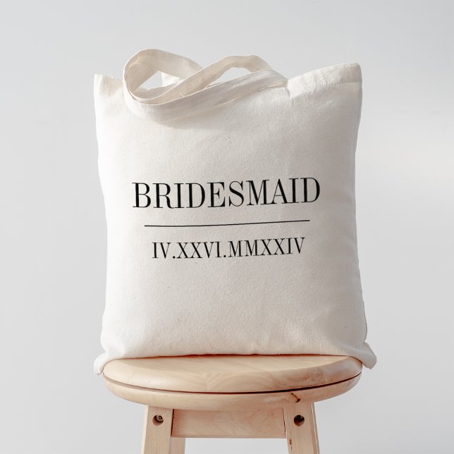 Roman Numeral Date Bridesmaid Bridal Party Tote Bag (Creator Uploaded)