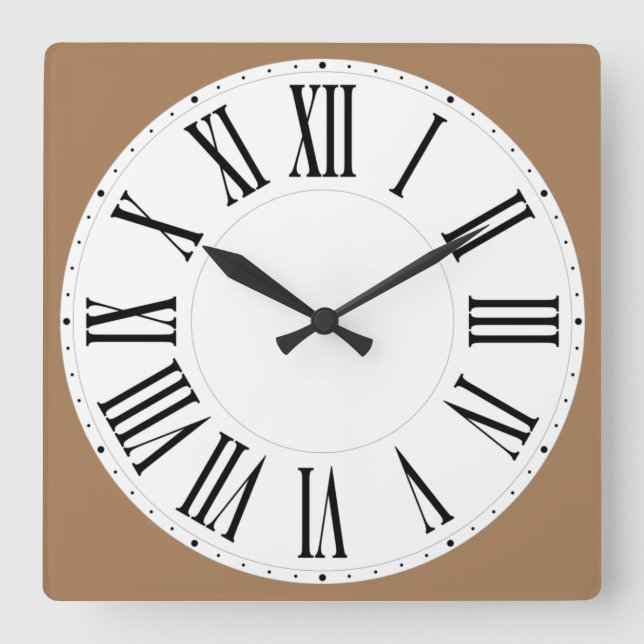 Roman Numeral Square Wall Clock (Front)