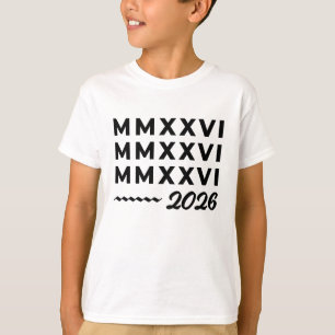 Roman Numerals MMXXVI – 2026 Black Modern Typograp T-Shirt