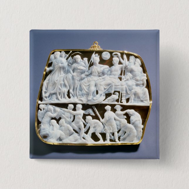 Roman onyx cameo, 1st century AD 2 Inch Square Button (Front)
