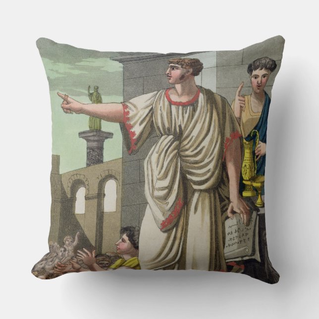 Roman Orator, from 'L'Antica Roma', 1825 (colour l Throw Pillow (Front)