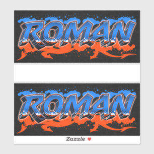 Roman Prénom Graffiti Autocollant