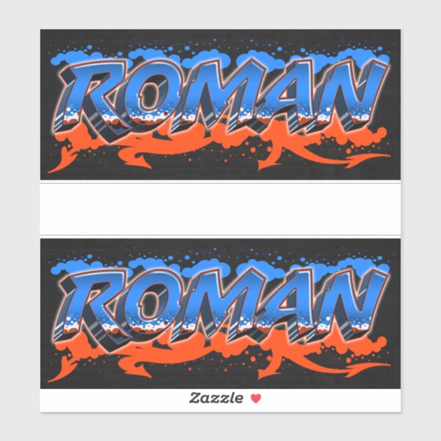 Roman Prénom Graffiti Autocollant (Feuille)