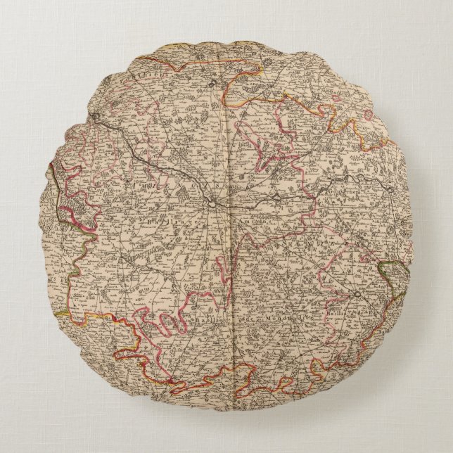 Roman roads and churches round pillow (Front)
