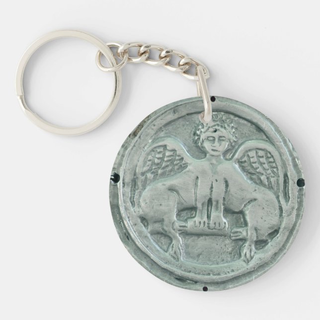 Roman soldier uniform silver medallion griffin sym keychain (Front)