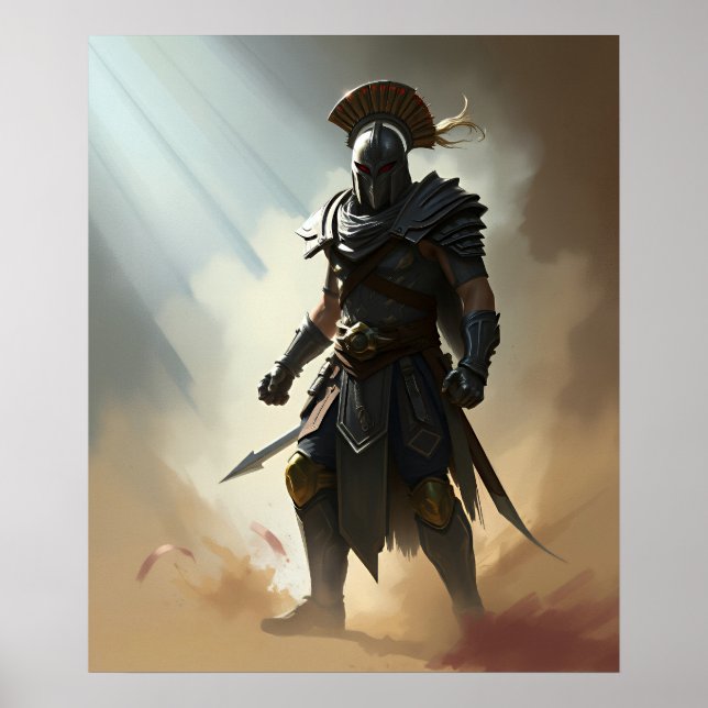 Roman Spartan Warrior, Dark Armour Poster (Front)