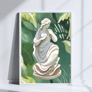 Roman Statue   Watercolor Botanical Painting Poster