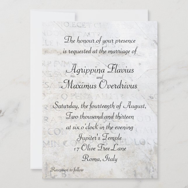 Roman Themed Wedding Invitation (Front)