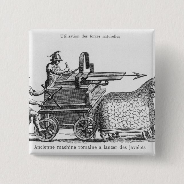 Roman war machine for firing javelins 2 inch square button (Front)