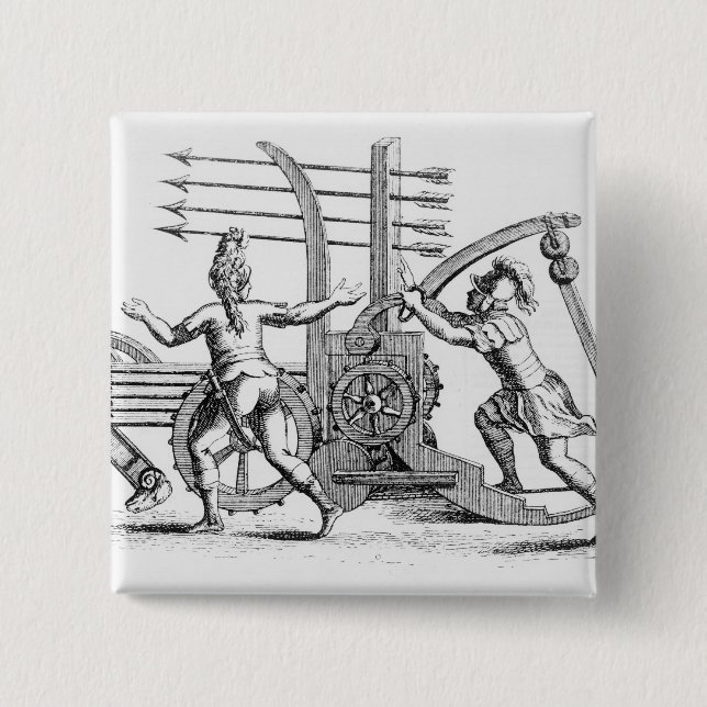 Roman war machine for firing spears 2 inch square button (Front)