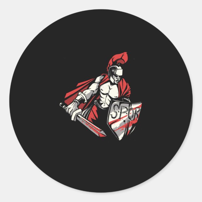 Roman warrior classic round sticker (Front)