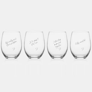 Romance And Humour Anniversary Wedding Engagement Stemless Wine Glass