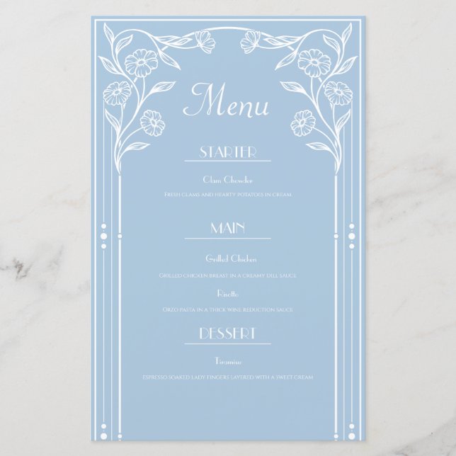 Romance Bleu Clair et Menu de sophistication vinta (Devant)