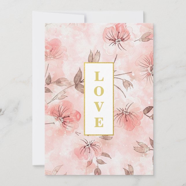 *~ Romance Blush Flower LOVE AR26 QR  RSVP Wedding Invitation (Front)