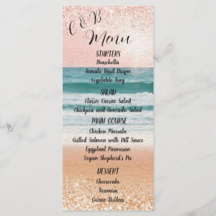 Romance bord de mer : Elégant menu de mariage plag
