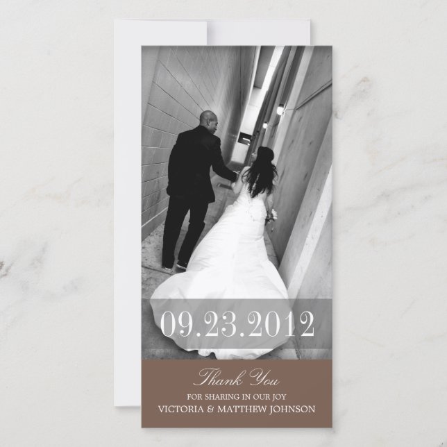 ROMANCE EN BROWN | CARTE DE REMERCIEMENTS mariage (Devant)