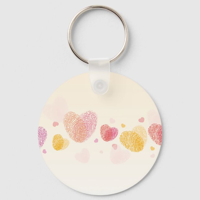 Romance Fingerprint Love Heart Keychain (Front)