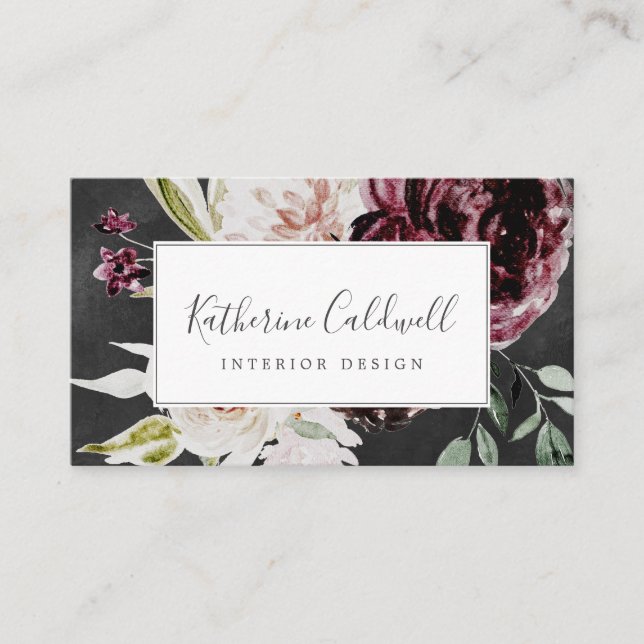 Romance florale | Carte de visite gris (Devant)
