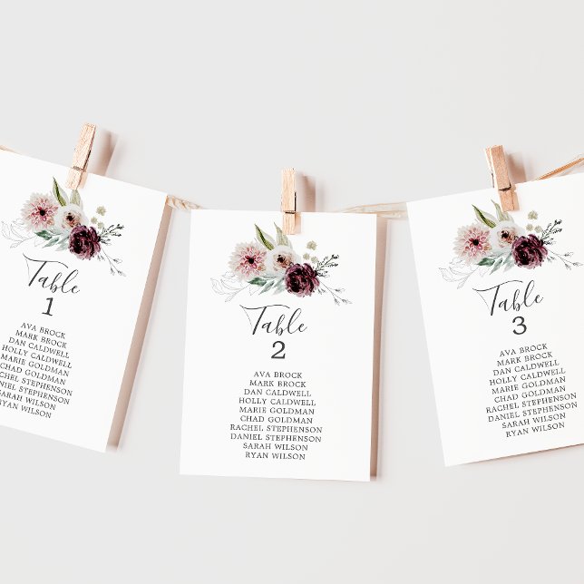Romance florale Numéro de tableau Sièges Cartes gr (Créateur téléchargé)
