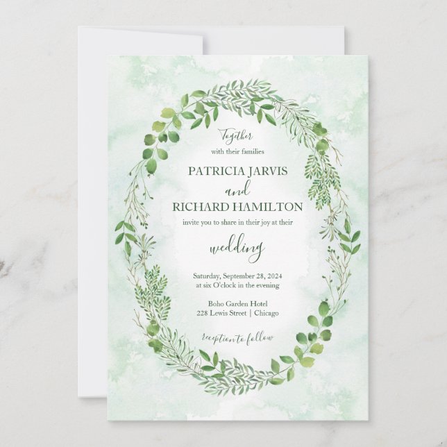 Romance Greenery Wedding Invitations (Front)