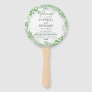 Romance Greenery Wedding Wedding Round Program Hand Fan