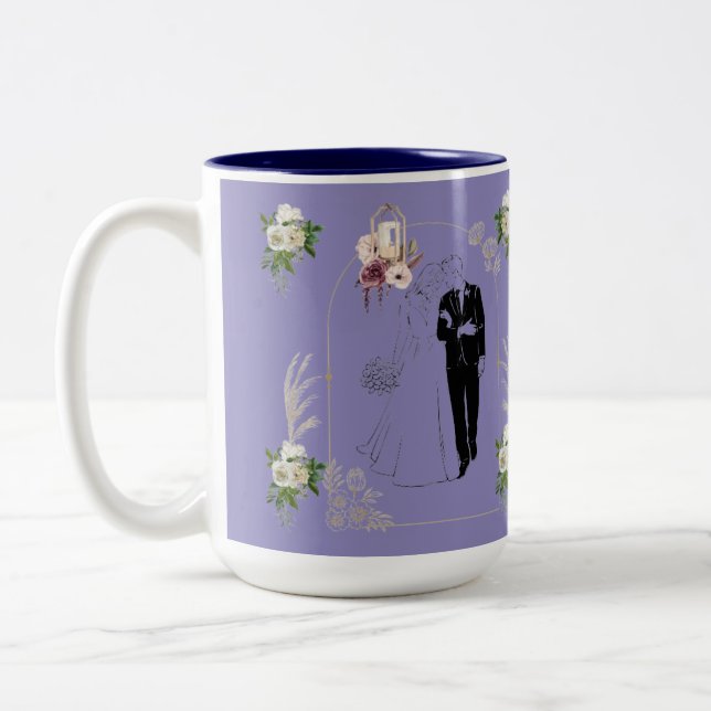 Romance in bloom light purple Two-Tone coffee mug (Left)