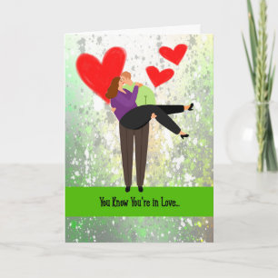 Romance Man, Woman & Hearts Card
