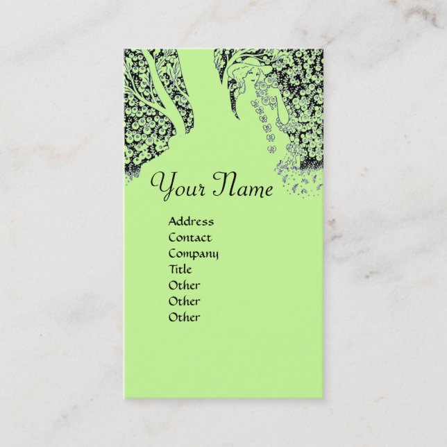 ROMANCE  MONOGRAM , black and green Business Card (Front)