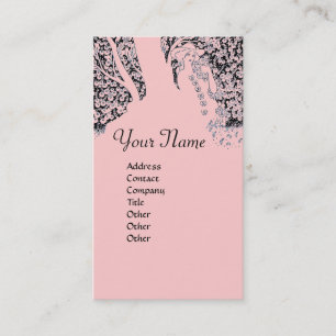 ROMANCE MONOGRAM , black and pink Business Card
