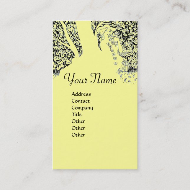 ROMANCE  MONOGRAM , black and yellow Business Card (Front)
