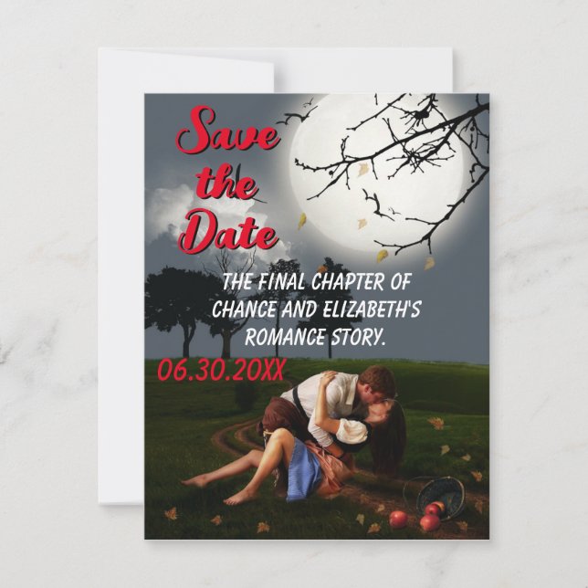 Romance Novel Style Save the Date Announcement Pos (Front)