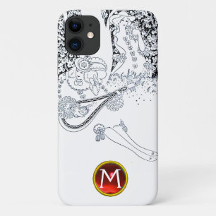 ROMANCE /ROMANTIC LOVERS BLACK WHITE RED MONOGRAM iPhone 11 CASE