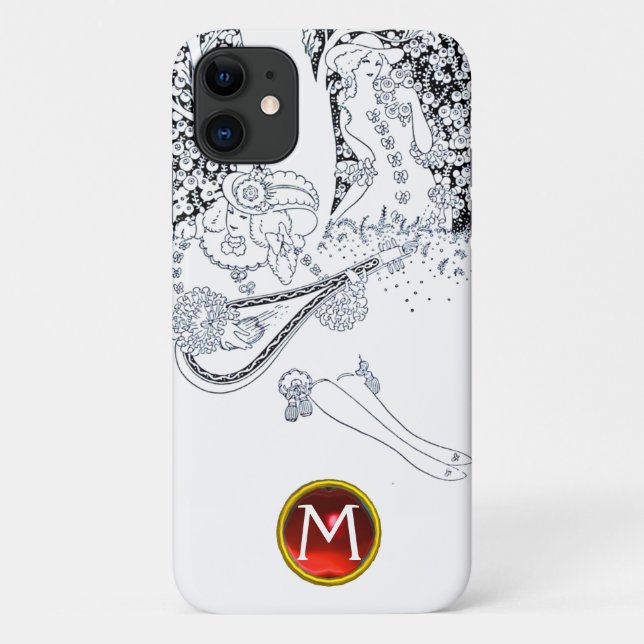 ROMANCE /ROMANTIC LOVERS BLACK WHITE RED MONOGRAM Case-Mate iPhone CASE (Back)