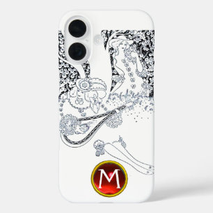 ROMANCE /ROMANTIC LOVERS BLACK WHITE RED MONOGRAM iPhone 16 CASE