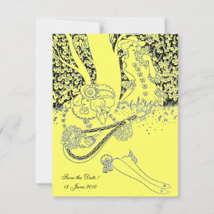 ROMANCE,ROMANTIC LOVERS BLACK YELLOW WEDDING PARTY INVITATION