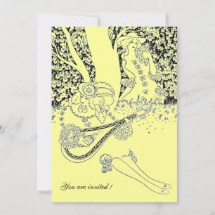 ROMANCE /ROMANTIC LOVERS BLACK YLLOW WEDDING PARTY INVITATION