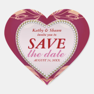 Romance rose Enregistrer la date Mariage Stickers