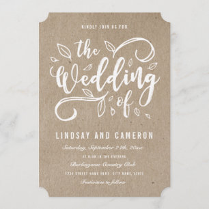 Romance rustique Faux Kraft Invitation au mariag